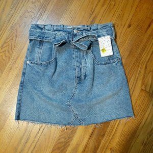 Free People East of Eden Mini Skirt Size 27 Short Denim High-Rise Distressed NWT
